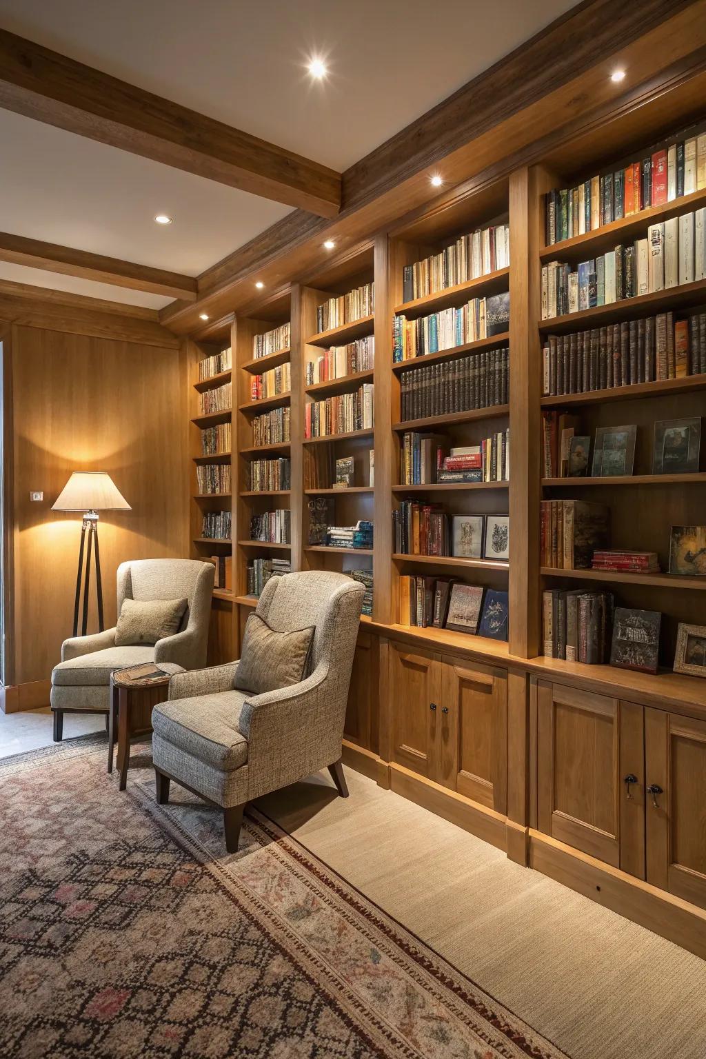 Custom built-ins add elegance and functionality to your library.