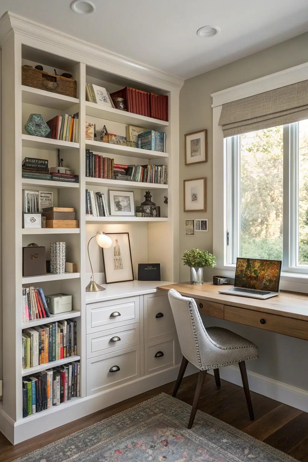 Shelving units maximize storage without sacrificing style.