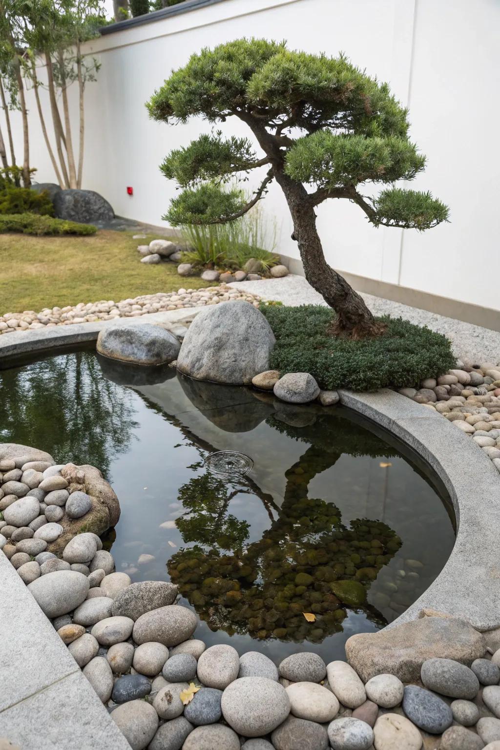 A Tranquil pond design encourages peace and focus.