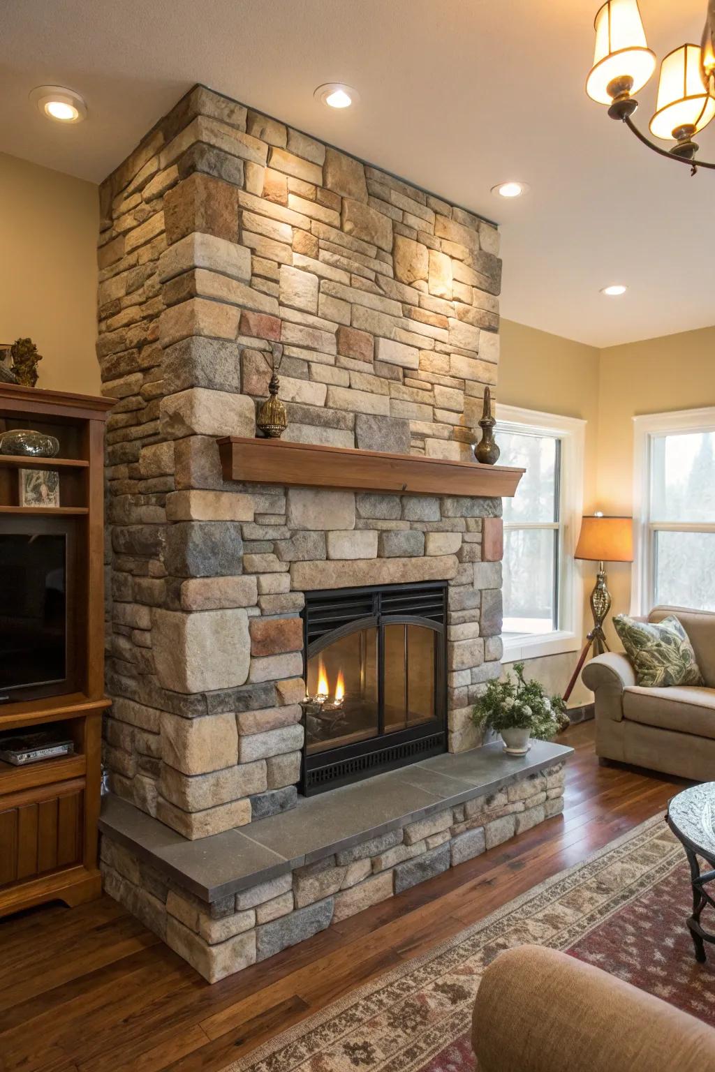 A vibrant mix of stone colors for a dynamic look.