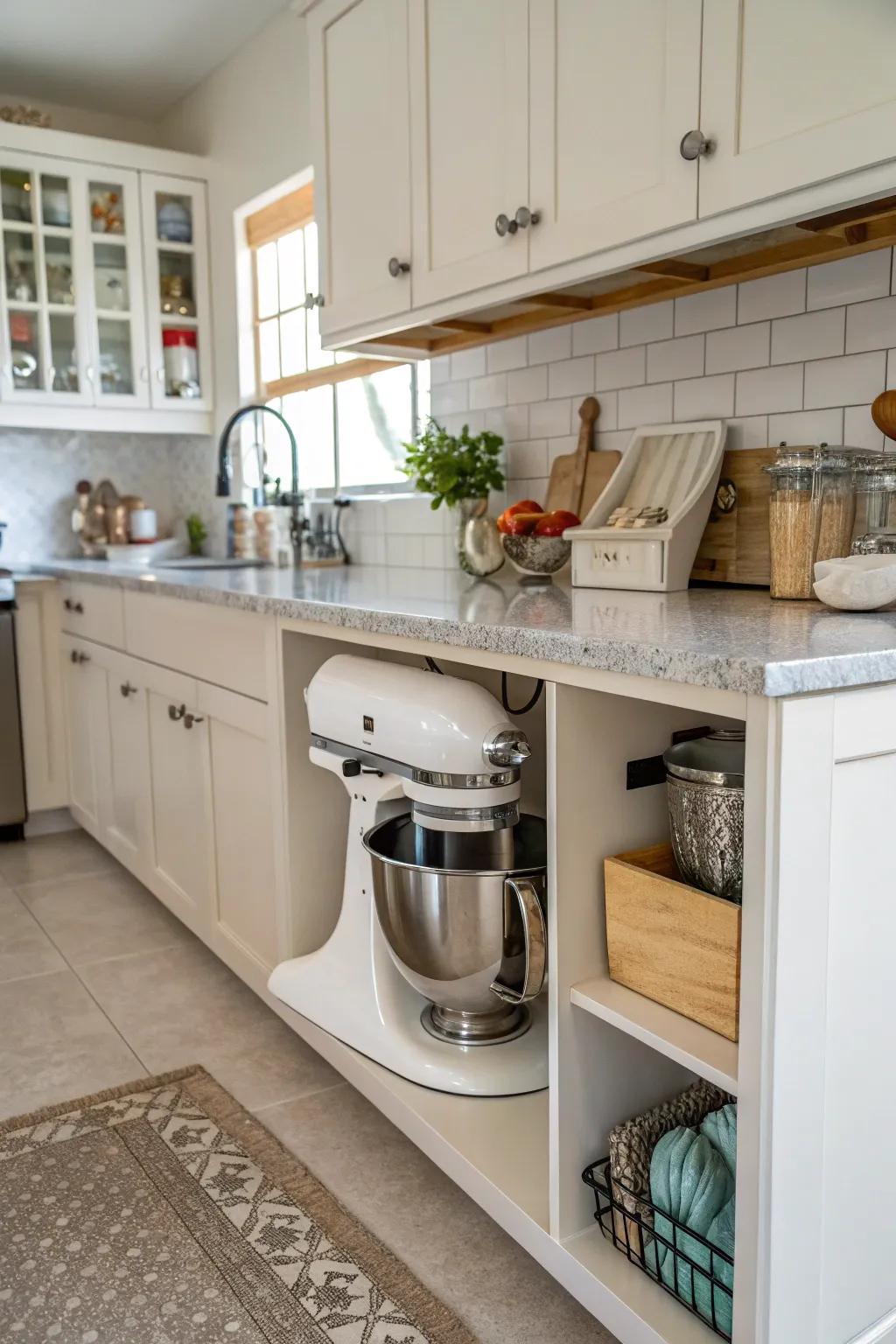 Practical placement: Under-cabinet storage for a tidy workspace