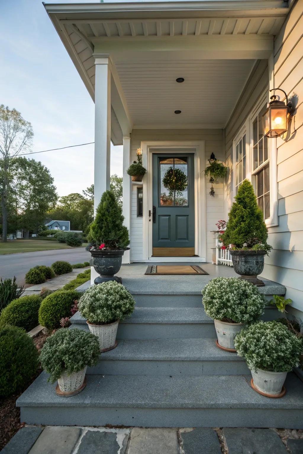 Symmetrical layouts bring sophistication to the stoop.