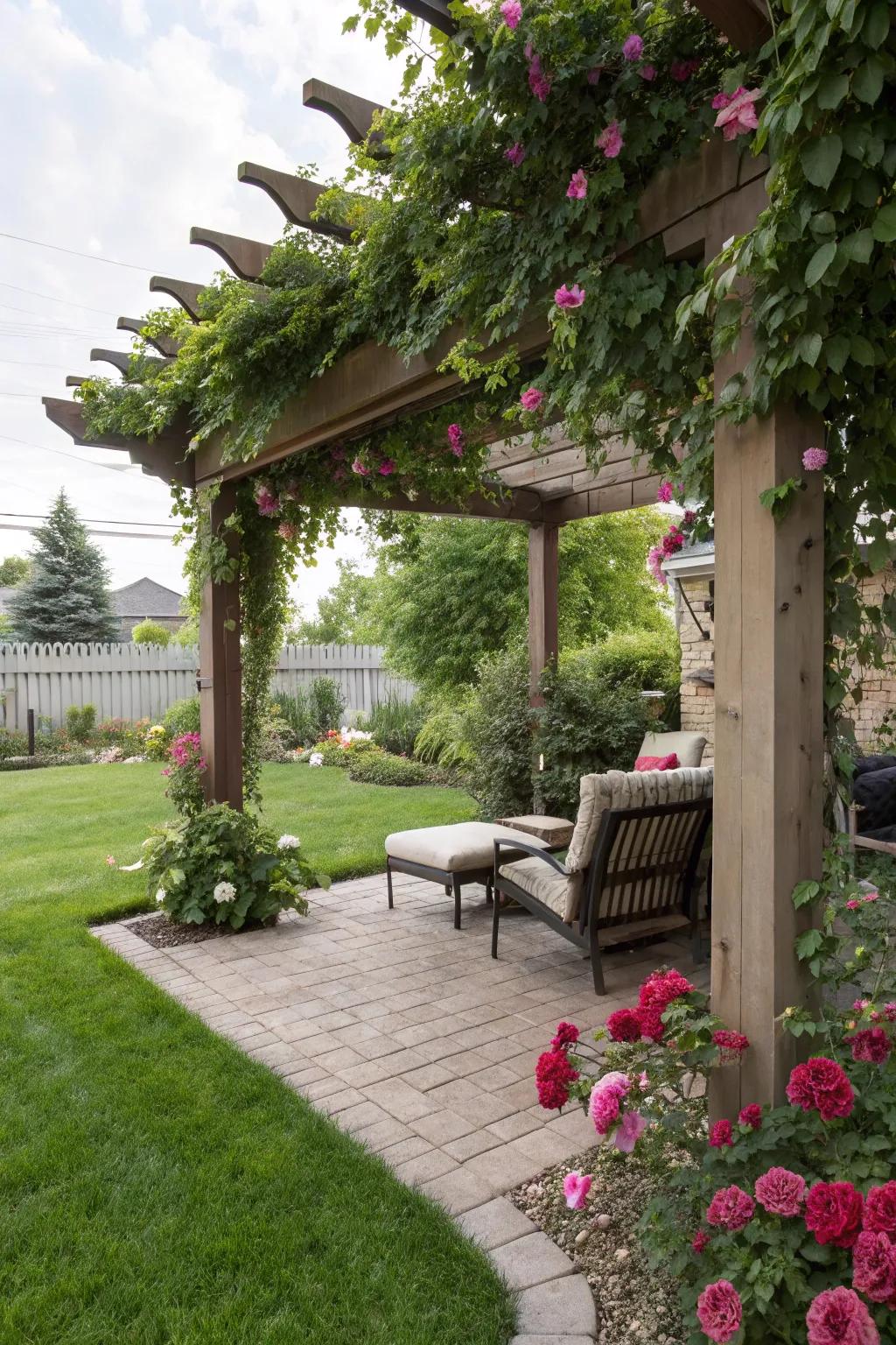 A pergola that adds both shade and style to the backyard.