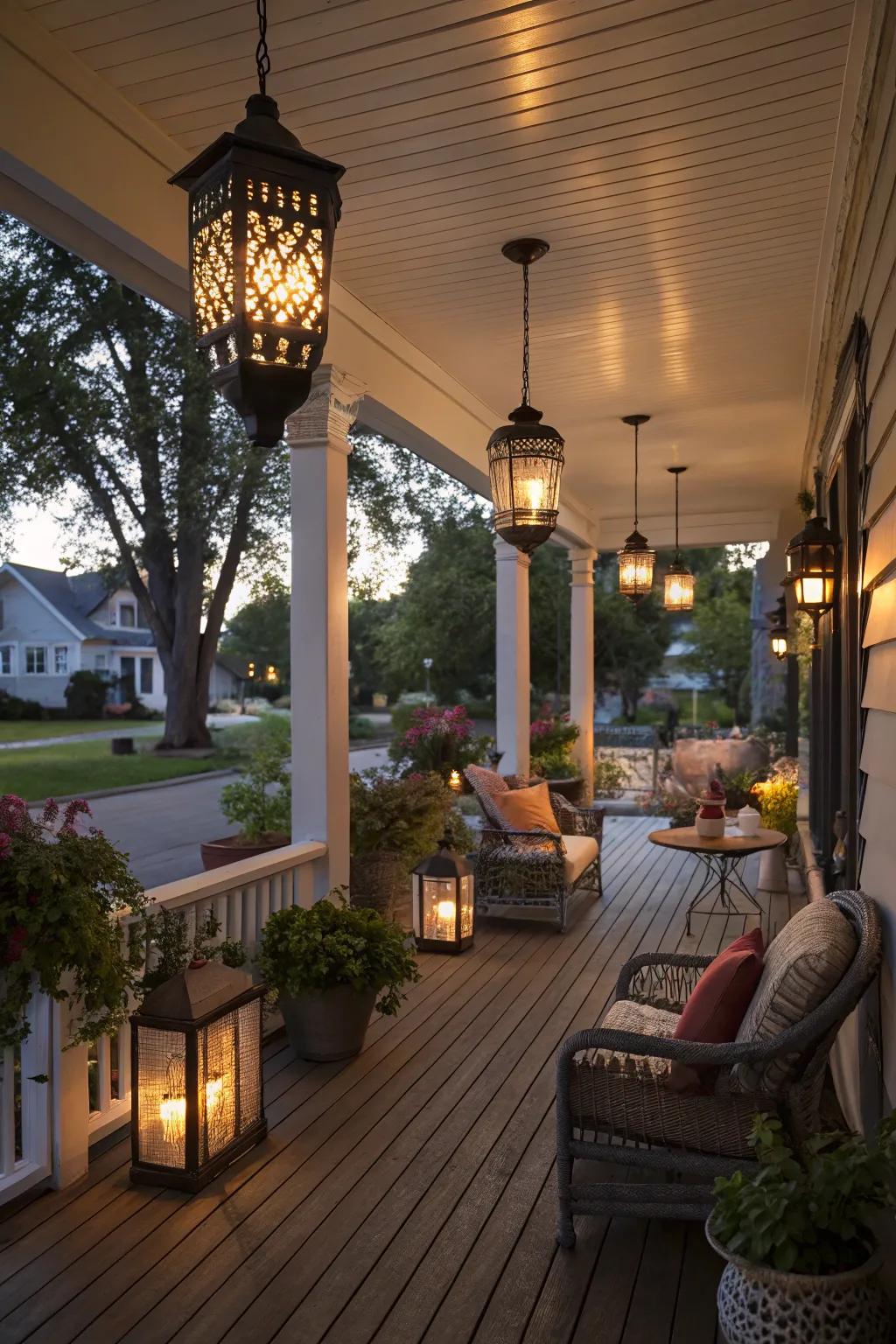 Lamps craft an inviting and enchanting ambiance.