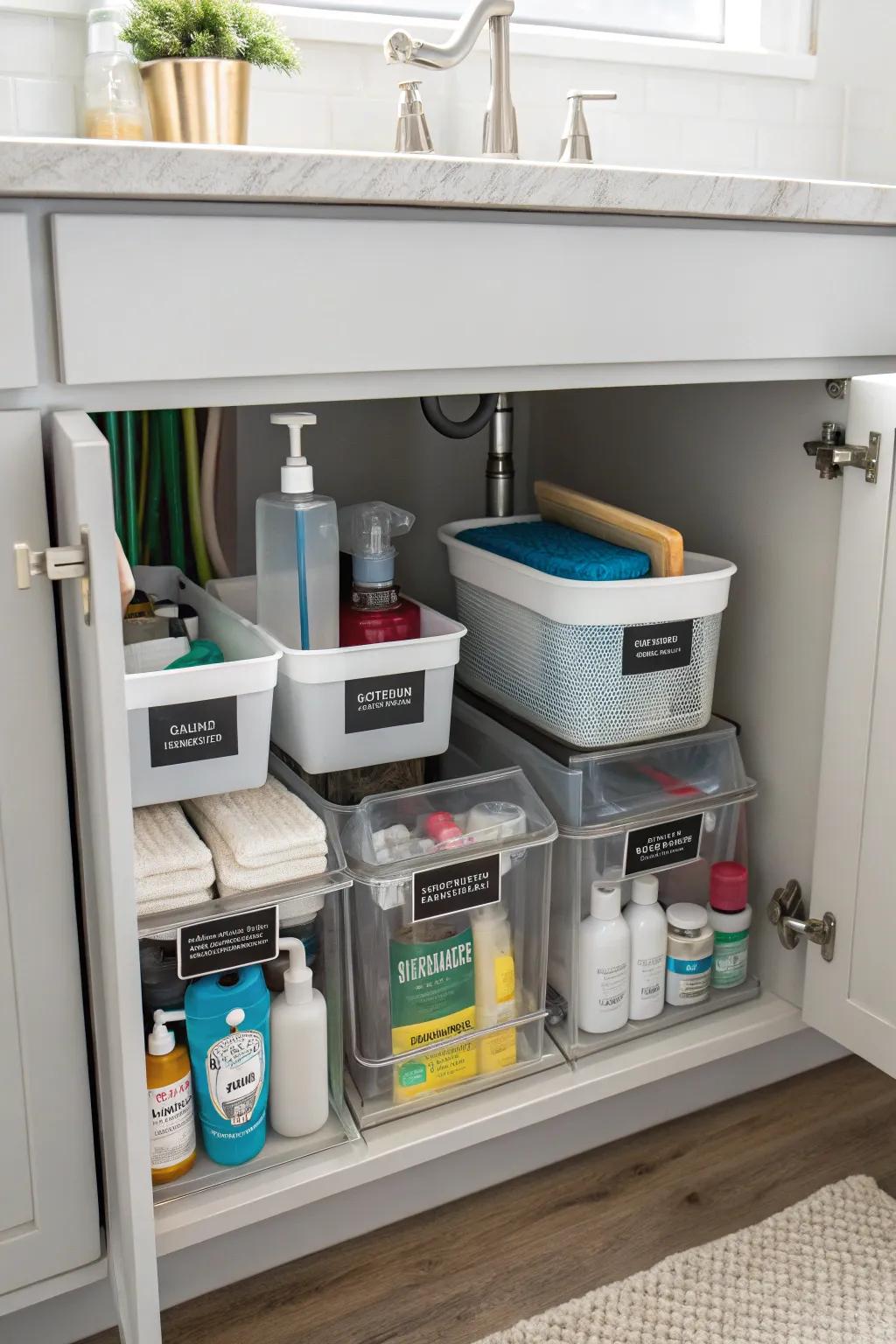 Enhanced under-sink storage for a cleaner kitchen.