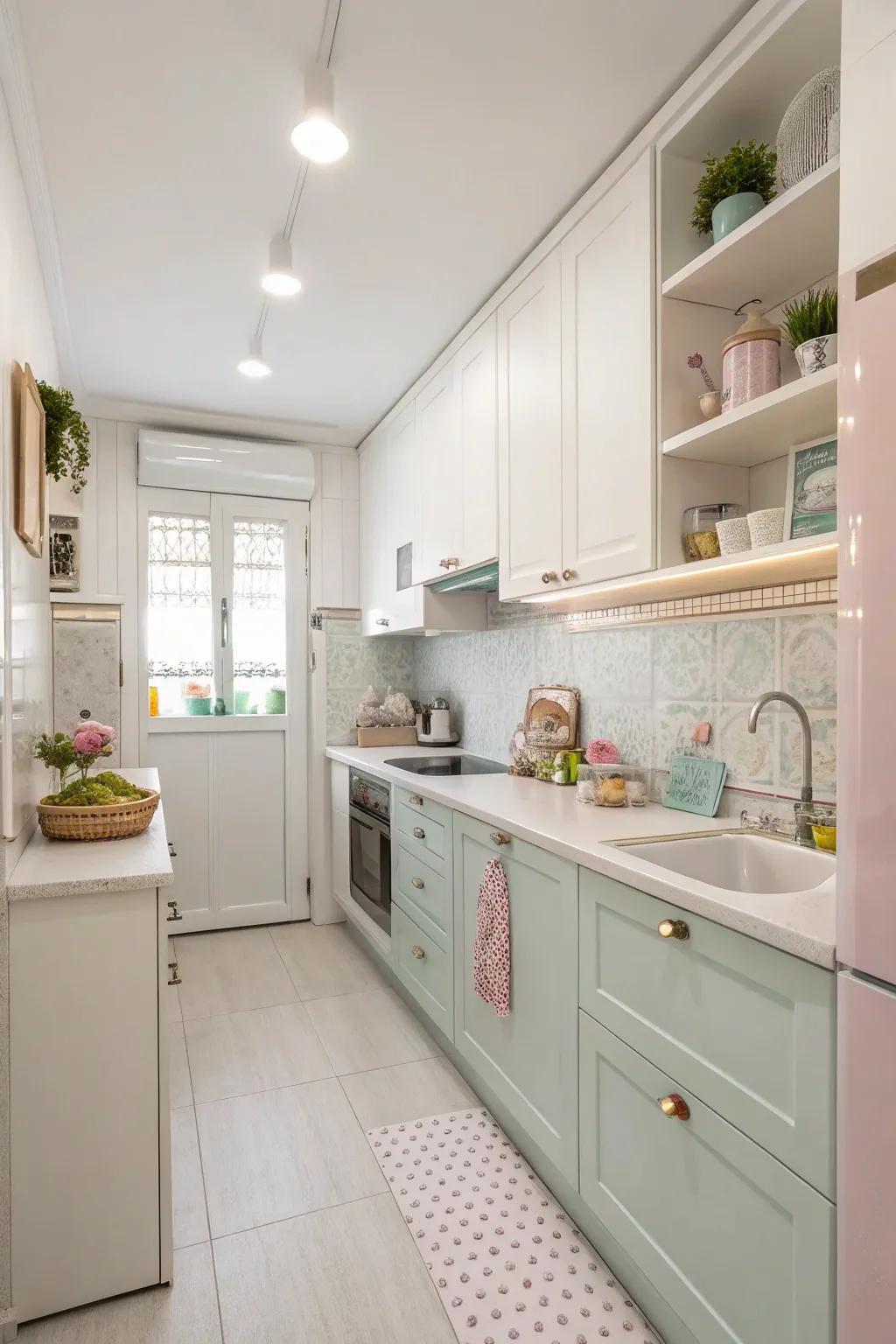 Light colors give a small kitchen an expansive and airy ambiance.