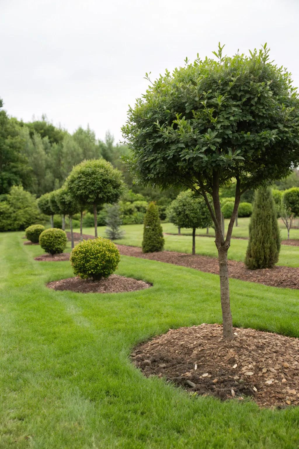 Create striking focal points with isolated clusters of trees.