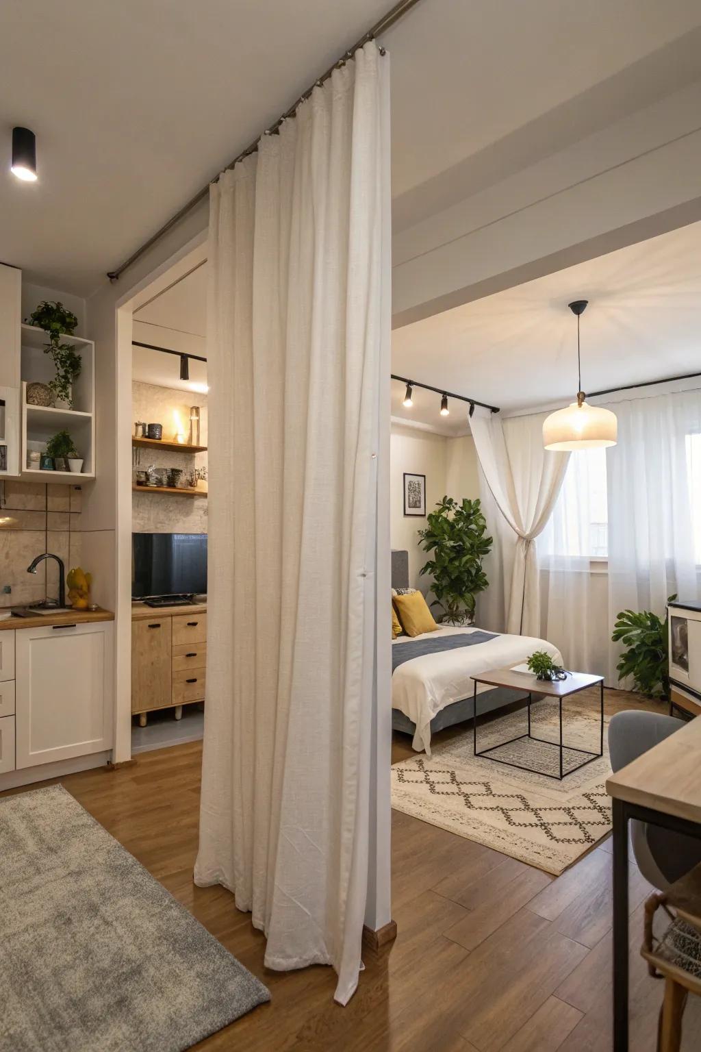 Define your space with creative partitions for added functionality.