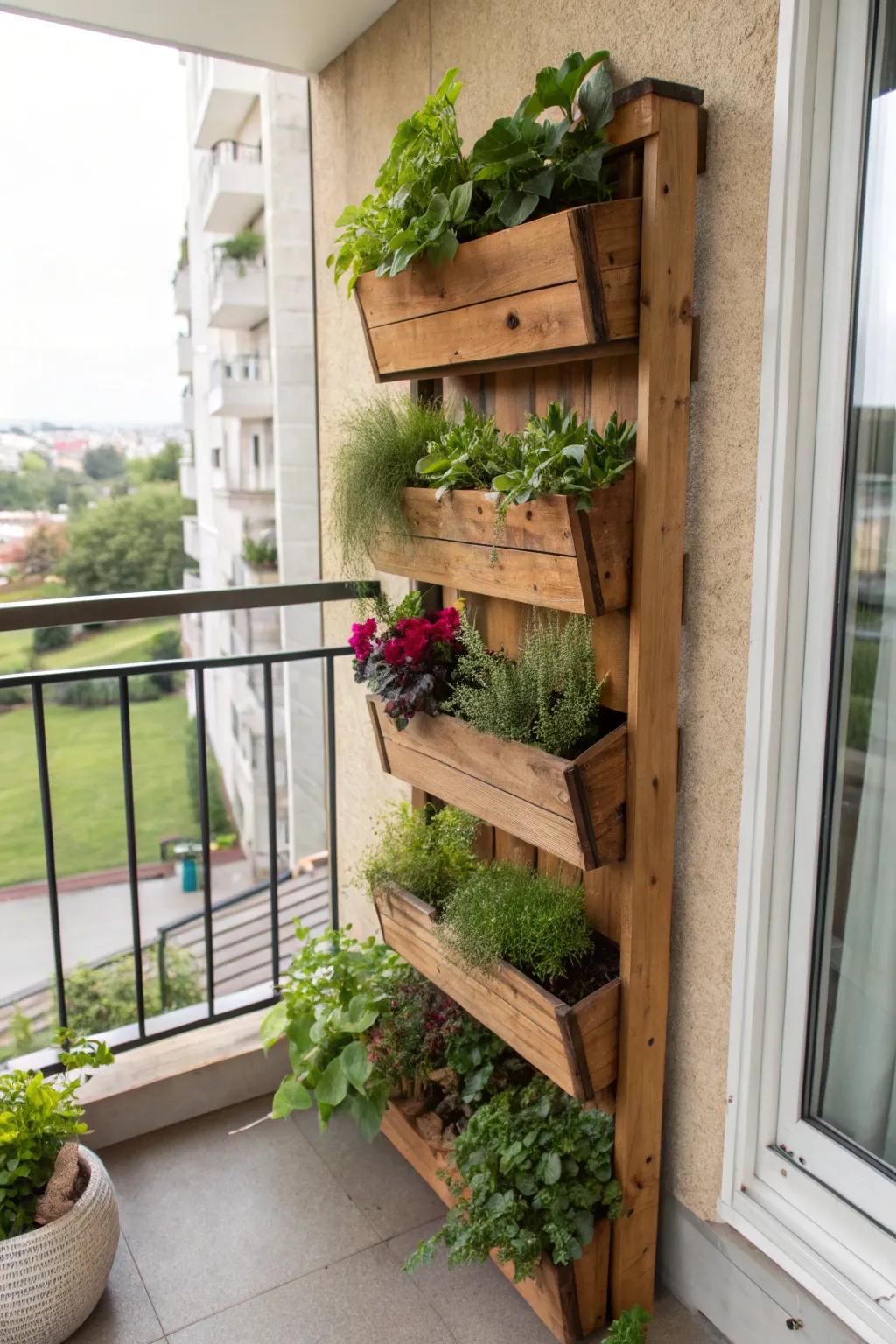A space-saving vertical wall planter filled with greenery.
