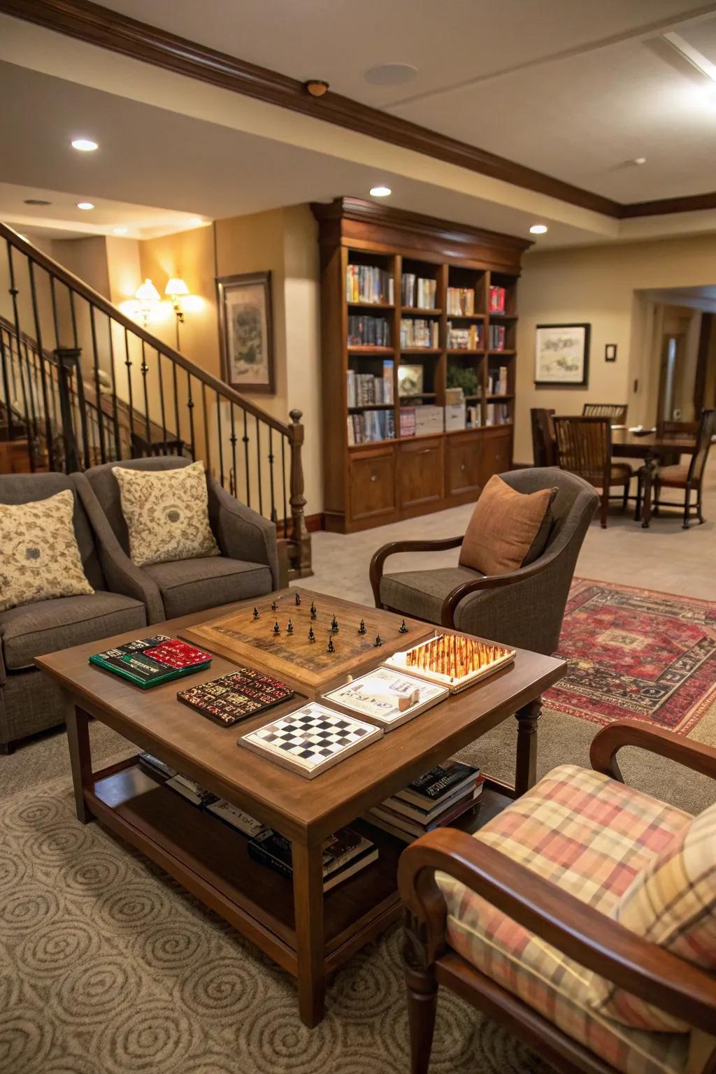 An entertainment spot injects a playful aspect to the lounge.