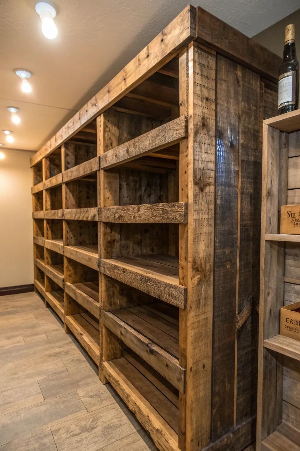 Transform Pallets into Rustic Root Cellar Shelves: A Craftsmanship Marvel