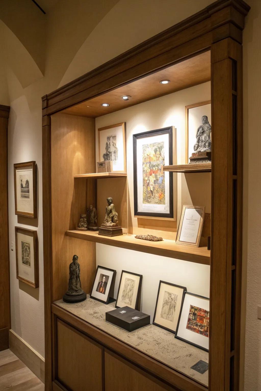 Transform your alcove into an artistic exhibition.