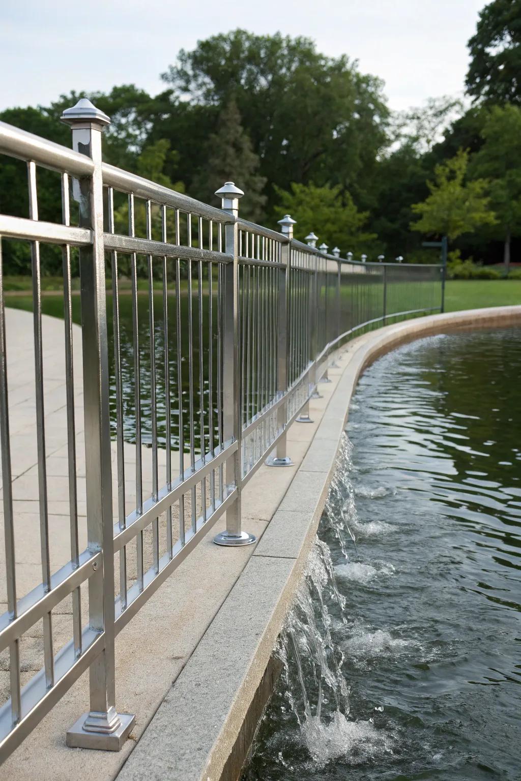 Water features fashion a tranquil setting alongside your fence.
