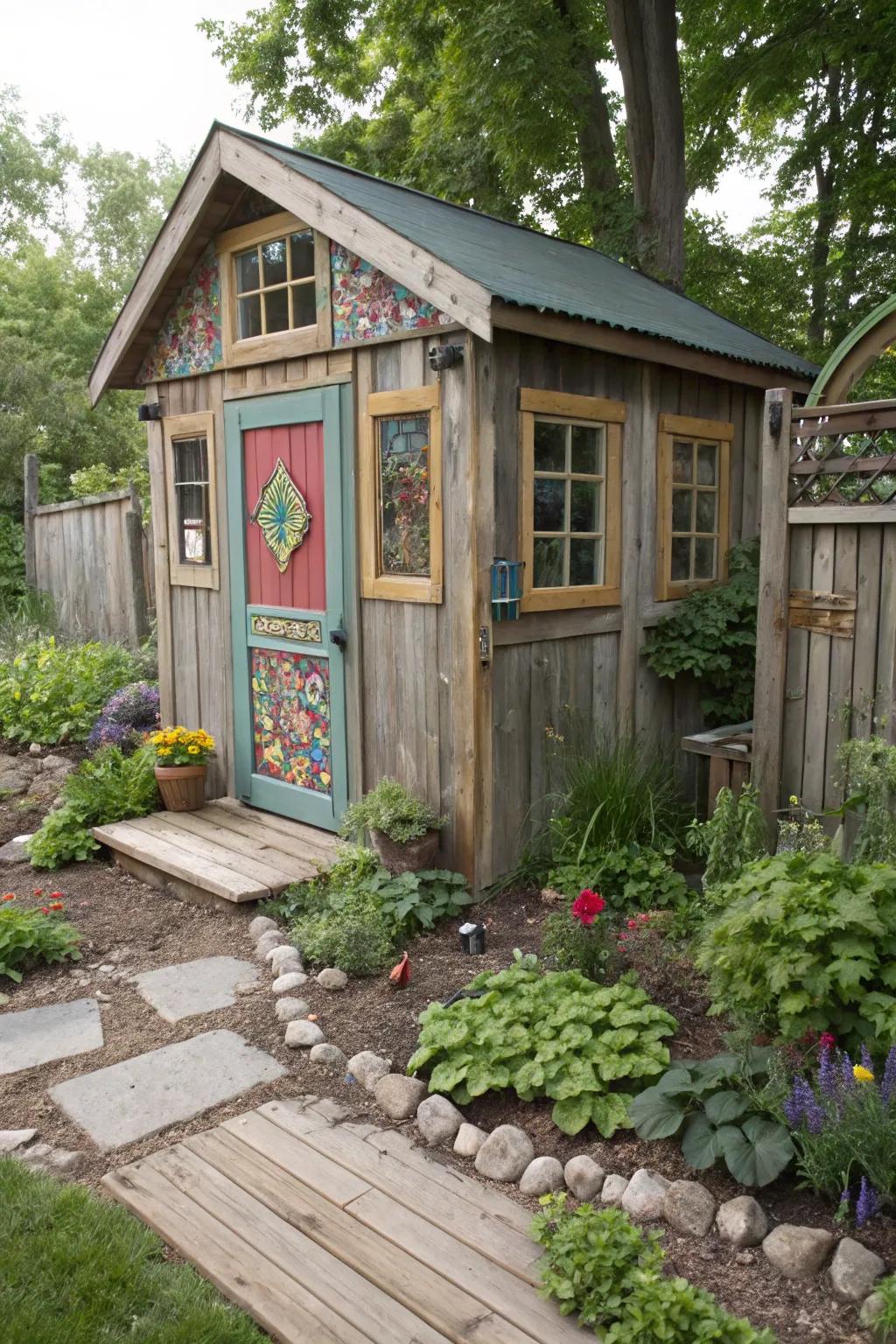 Unique windows and doors add character to the clubhouse.