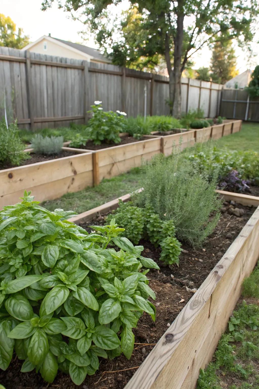 A petite herb garden offers both fresh flavors and delightful fragrances.