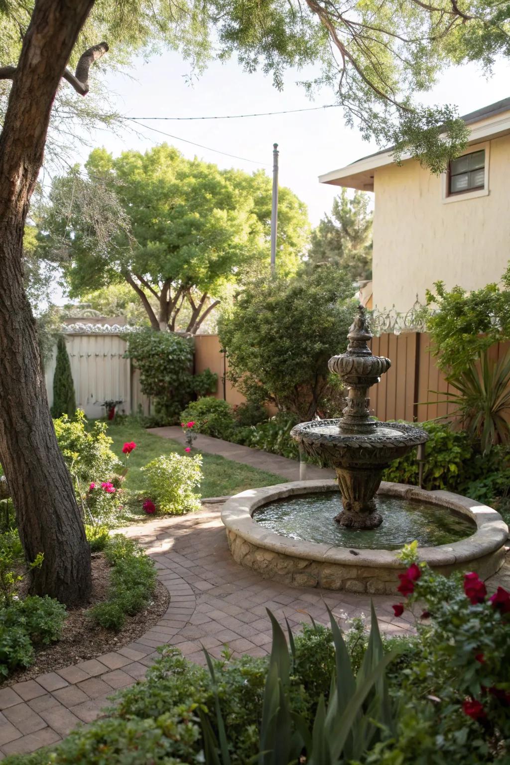 Add tranquility with a serene water feature.