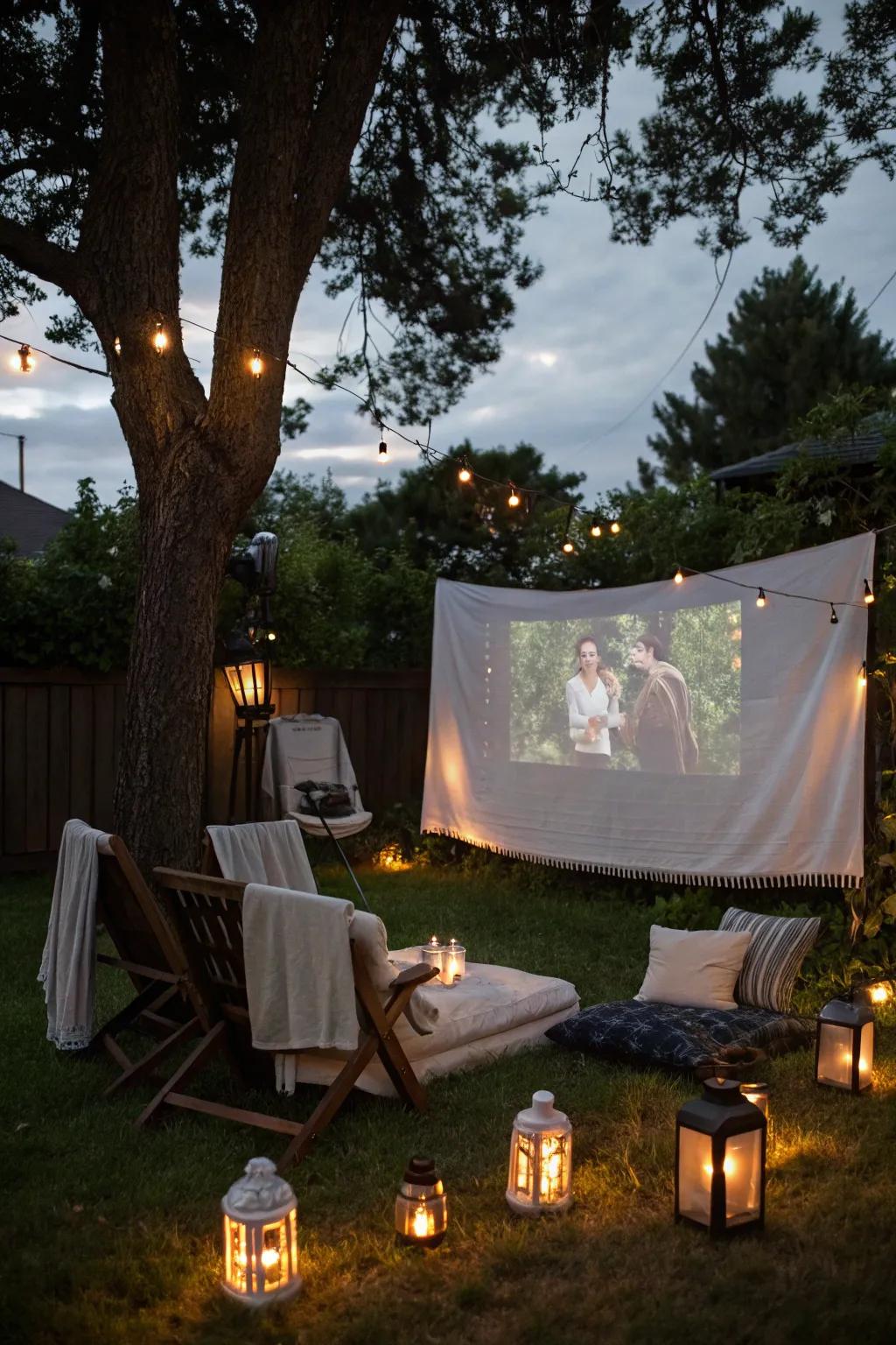 Luminaries establish a cozy, inviting atmosphere for your movie presentation.