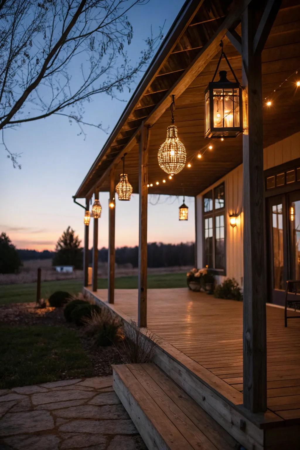 Lantern lighting adds a magical touch to your porch.