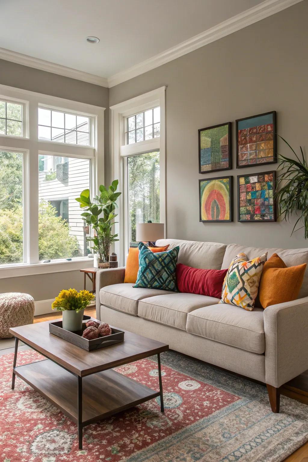 Taupe renders an adaptable framework for any embellishment.