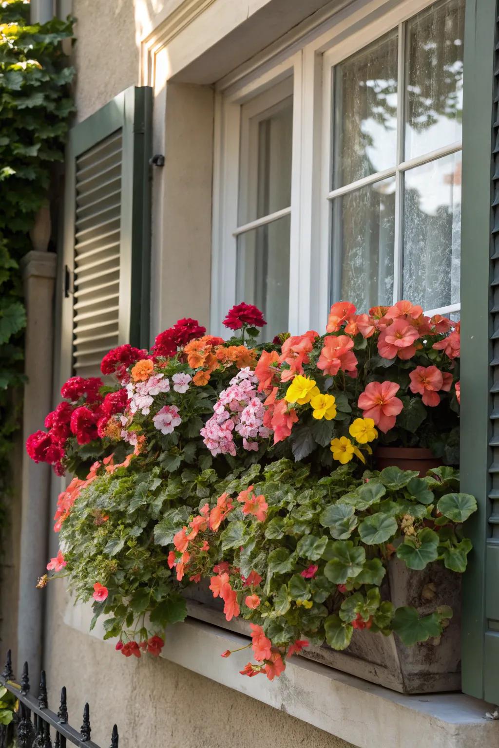 Begonias prosper in shade, brightening darker areas.
