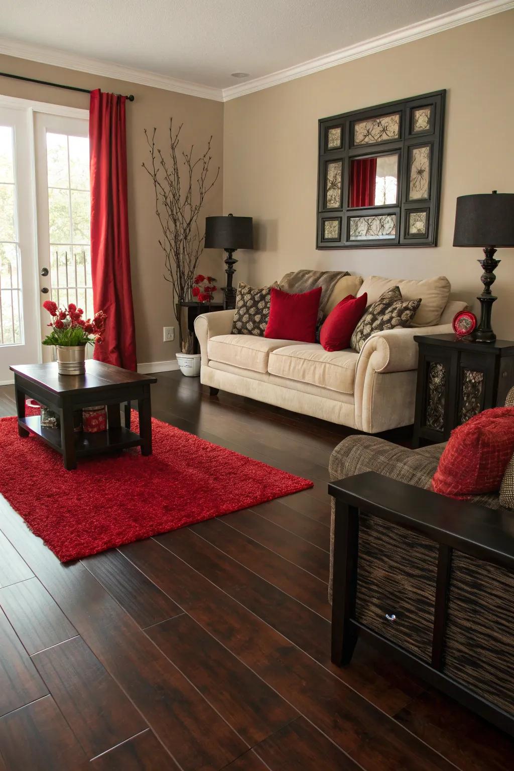 Flooring that complements the color palette.