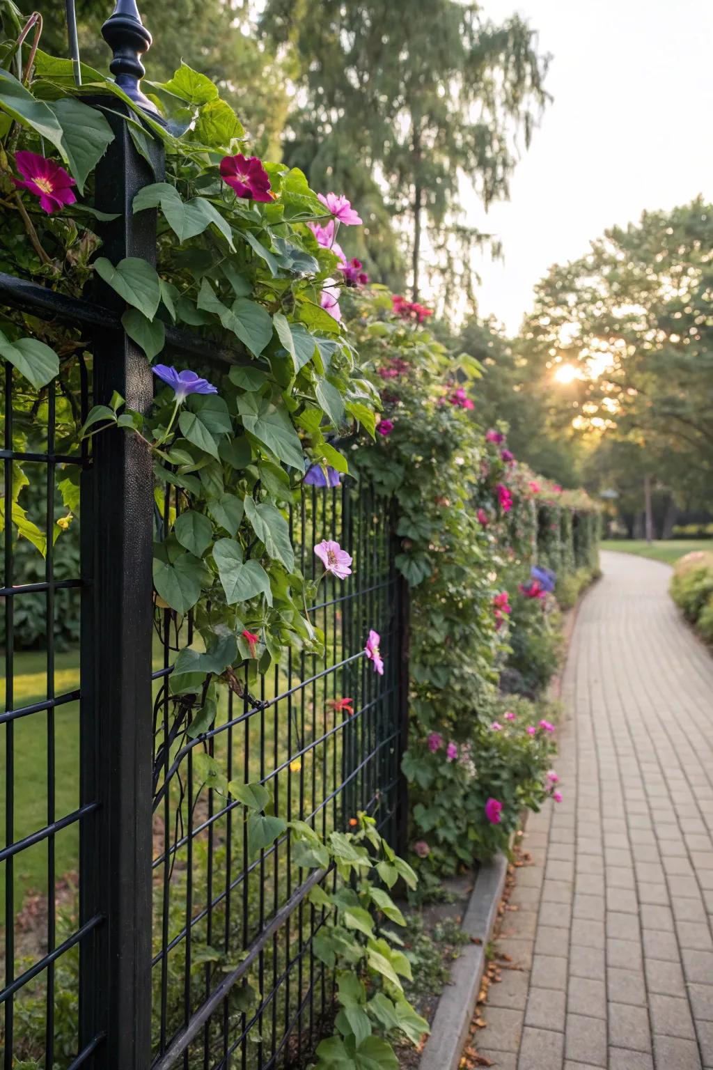 Transform your dark wire fence into a lively vertical garden.