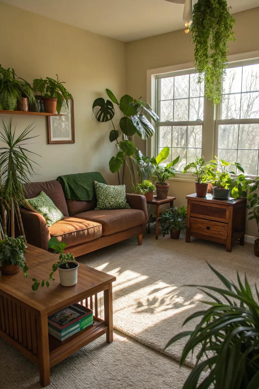 Indoor plants infuse vitality and freshness into the living space.