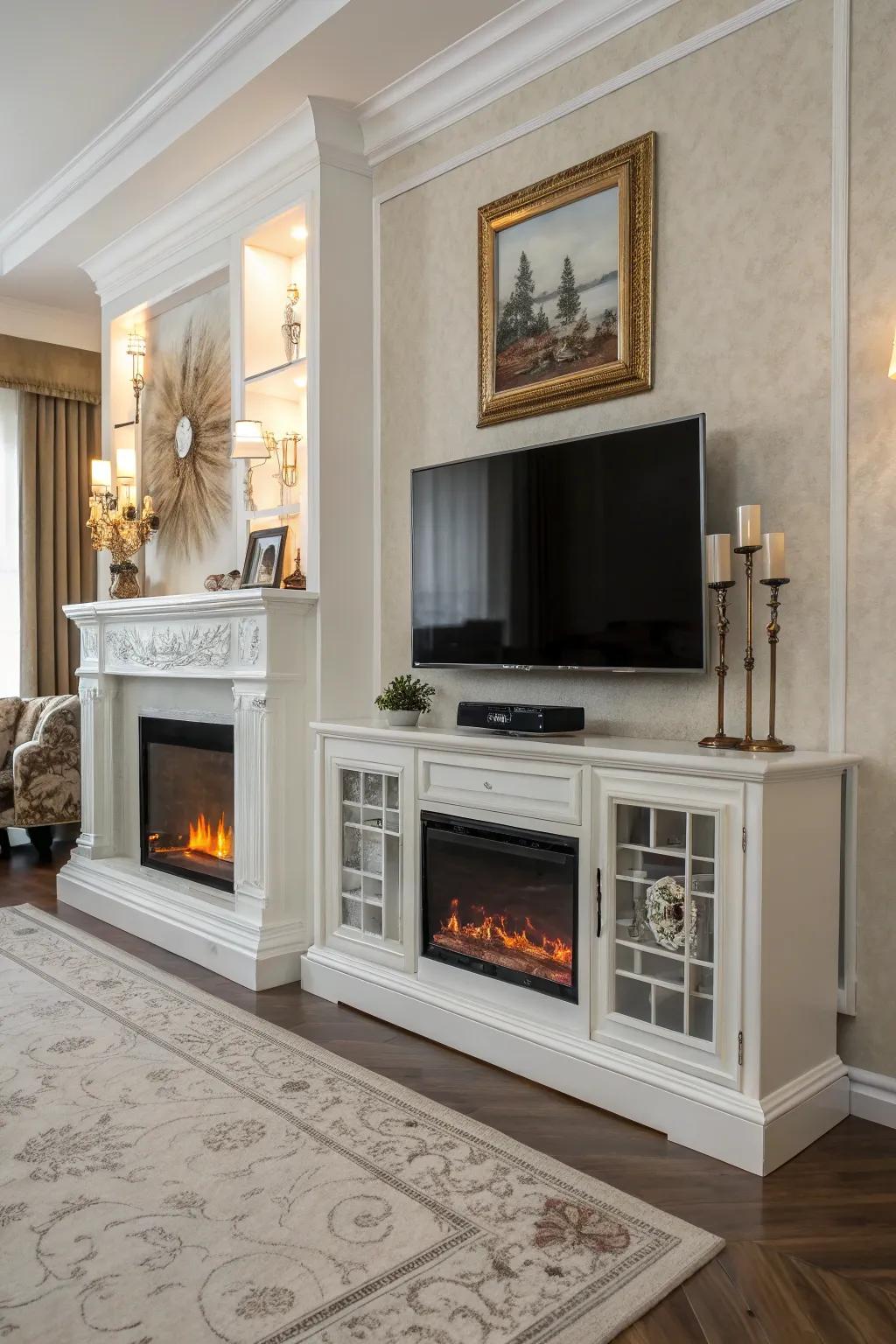 Timeless and elegant, this classic white entertainment center complements any style.