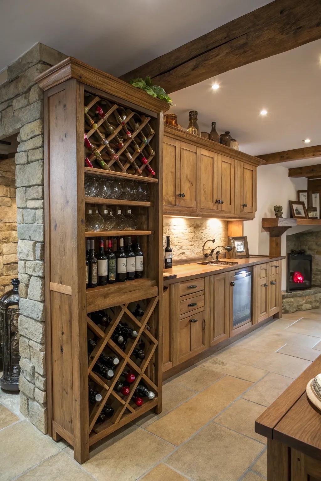 Classic wood gives wine storage options warmth and beauty.
