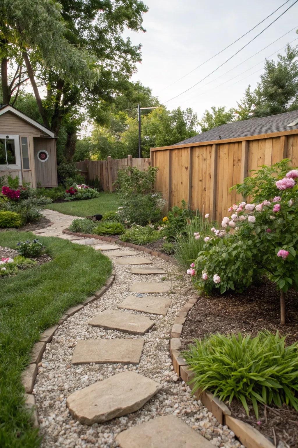 Rustic pathways guide guests and enhance charm.