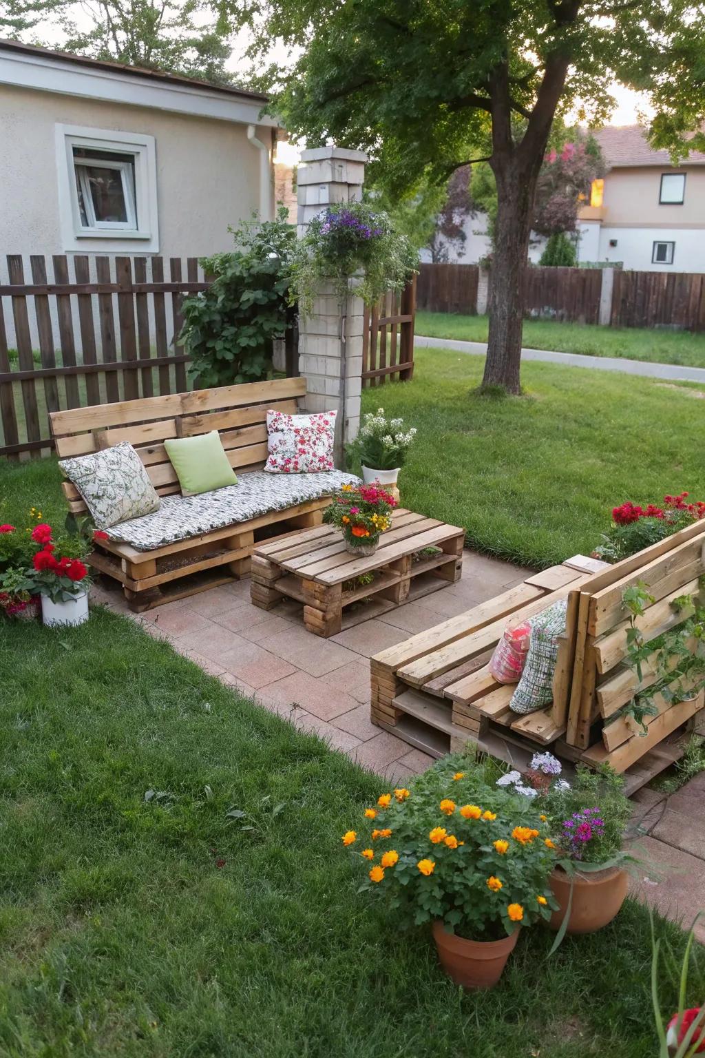 A comfortable seating area invites you to enjoy your outdoor space.