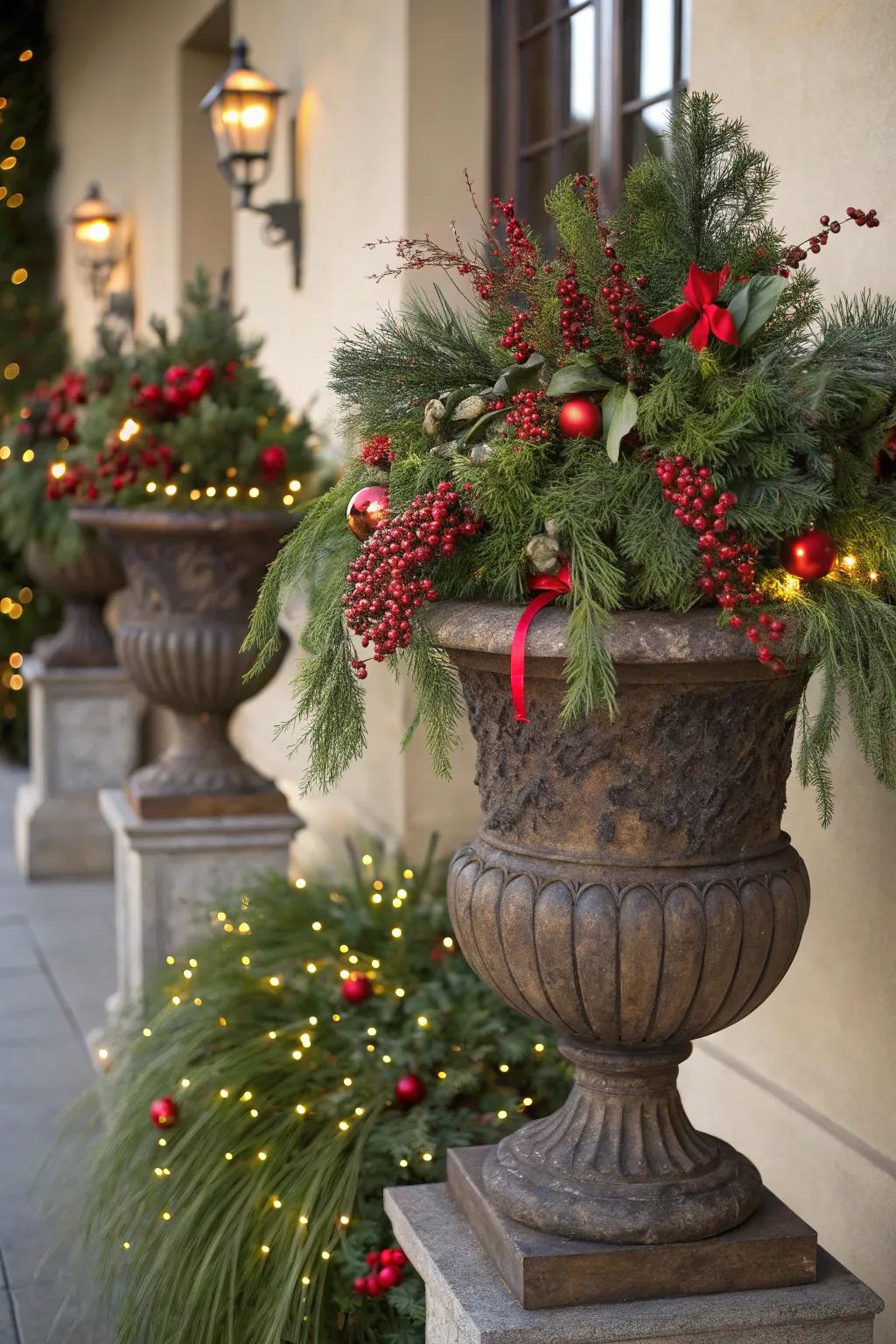 Large pots make a bold statement on your porch.
