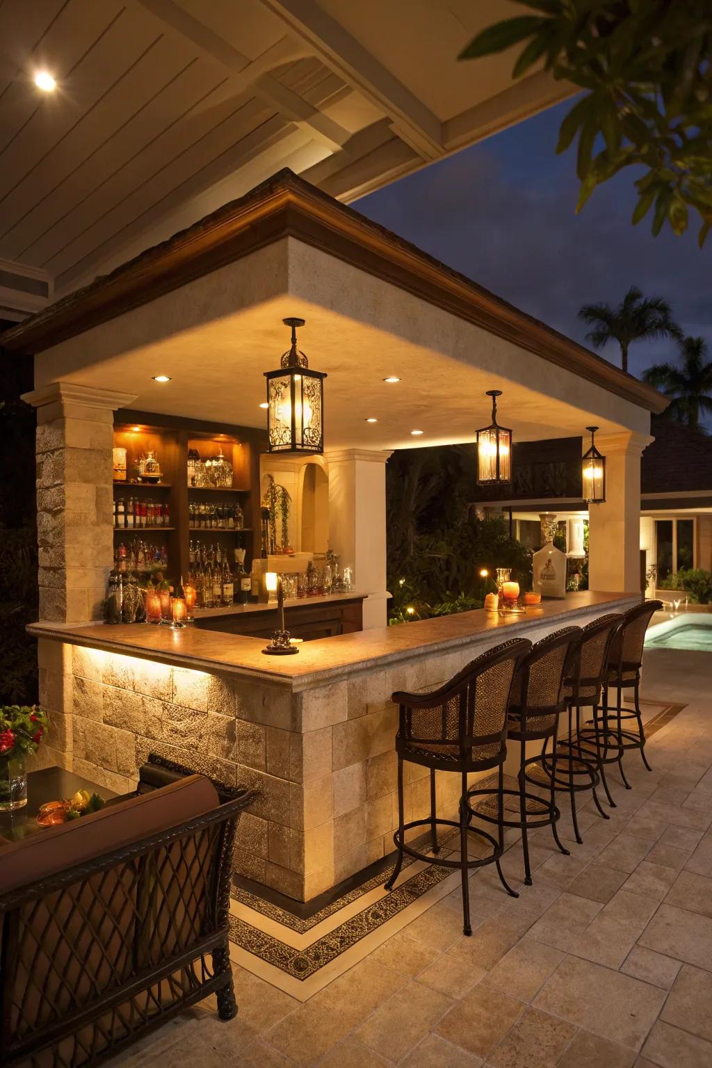 Ambient lighting sets the perfect mood for relaxation.