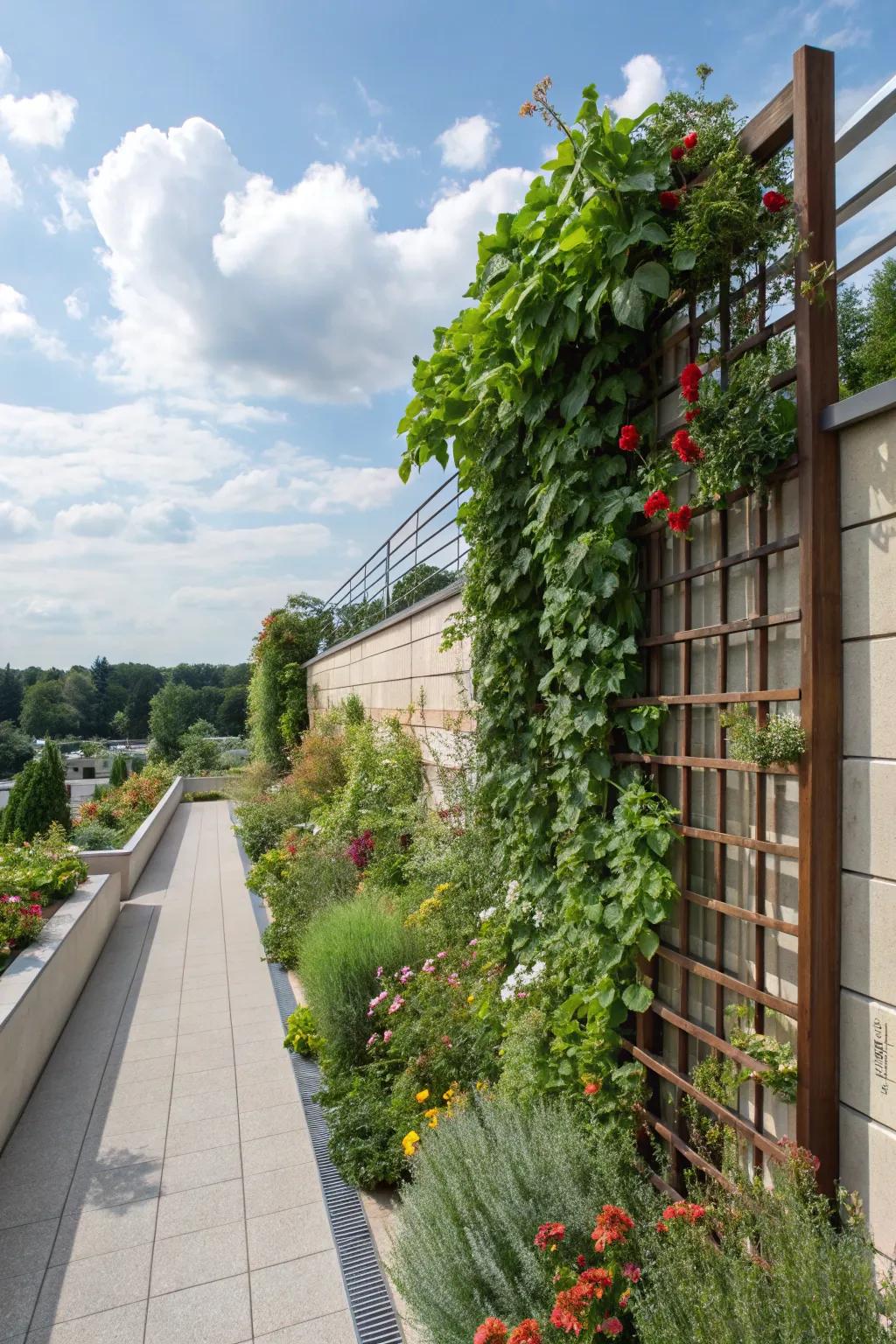 A lush vertical garden maximizing space.