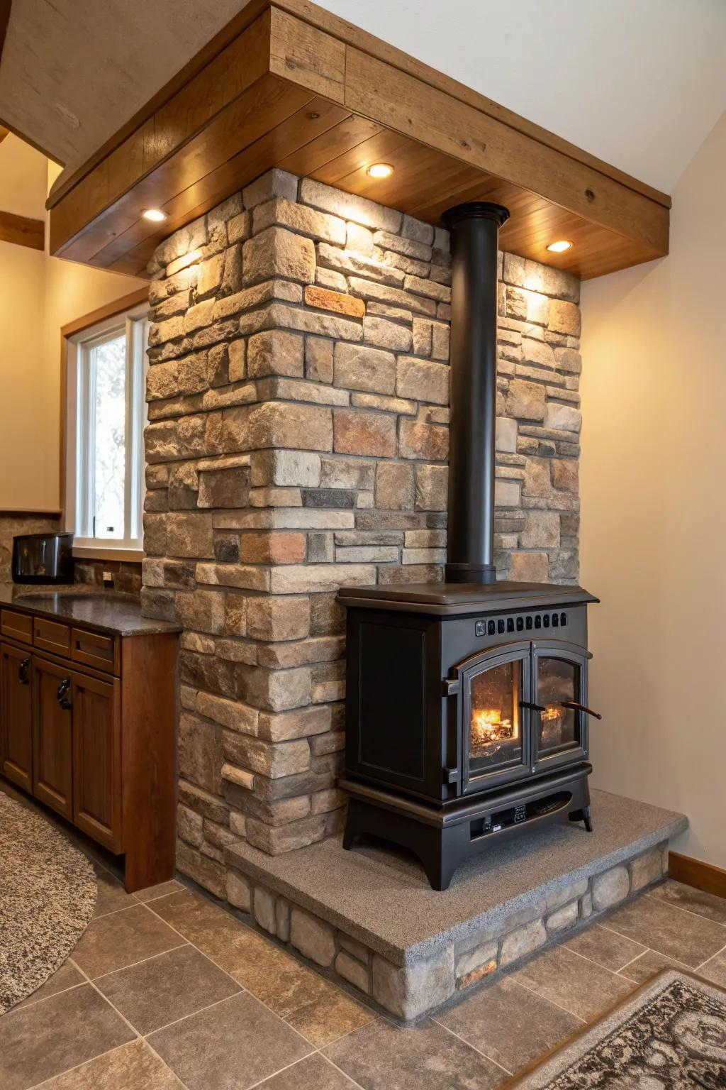 Timeless elegance with brick or stone around your stove.