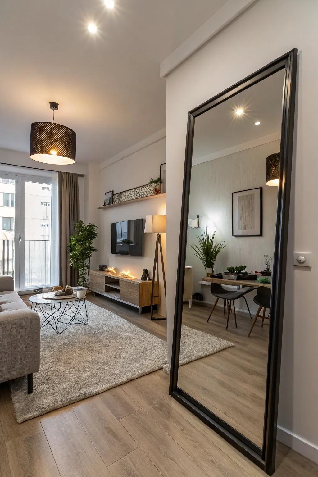 Mirrors enhancing the perception of space.