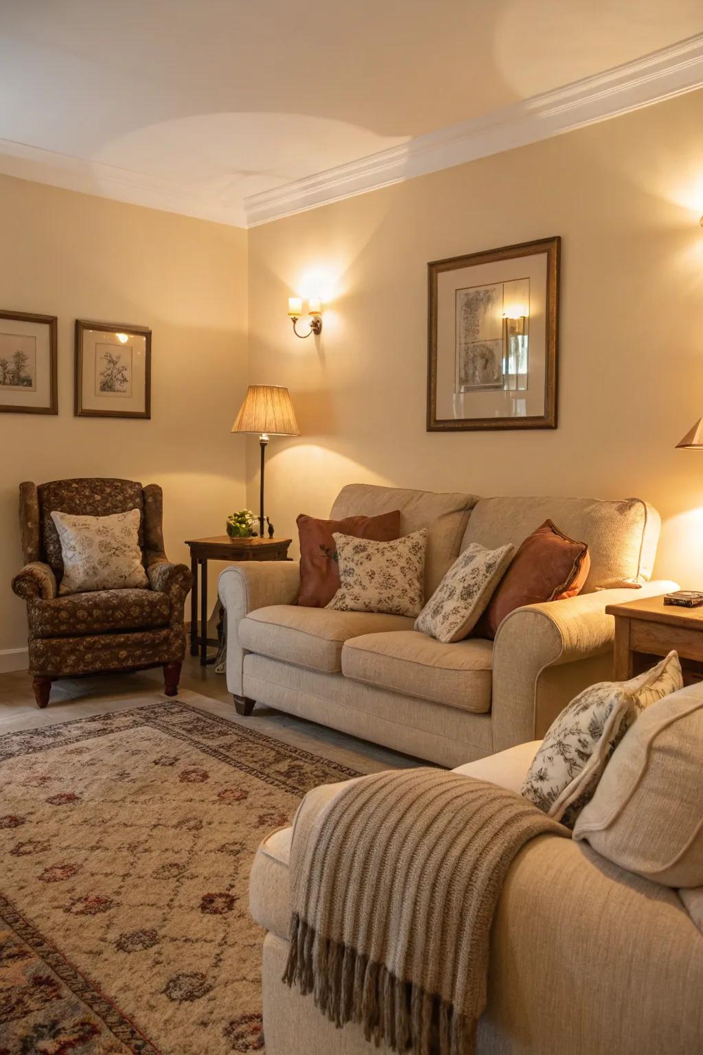 Warm lighting creates a soothing radiance.