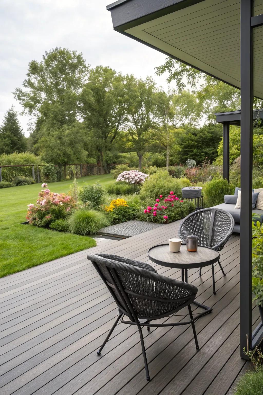 A low-maintenance composite deck that offers lasting appeal.
