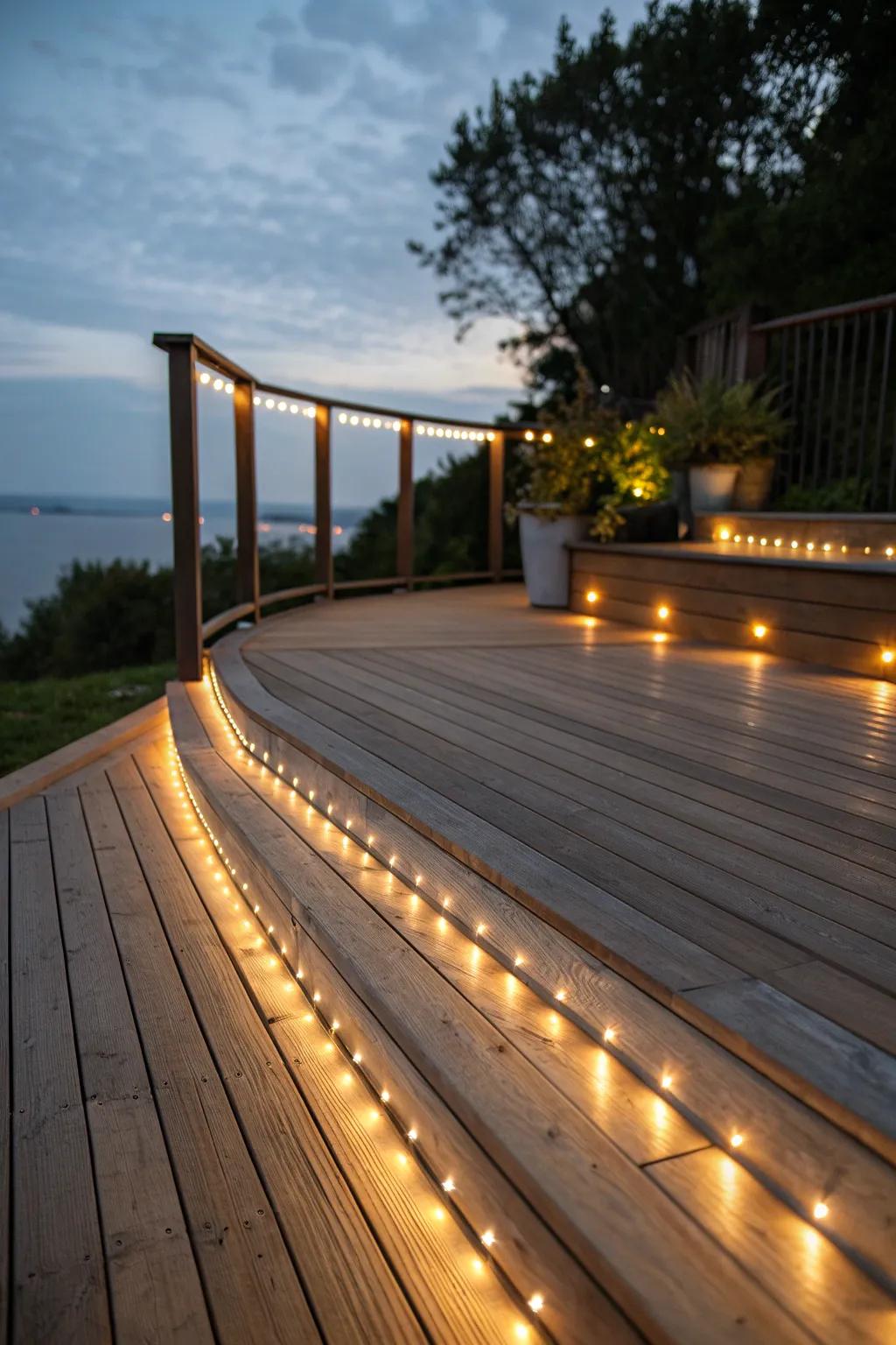 Illuminate your evenings with the enchanting glow of subtle deck lighting.