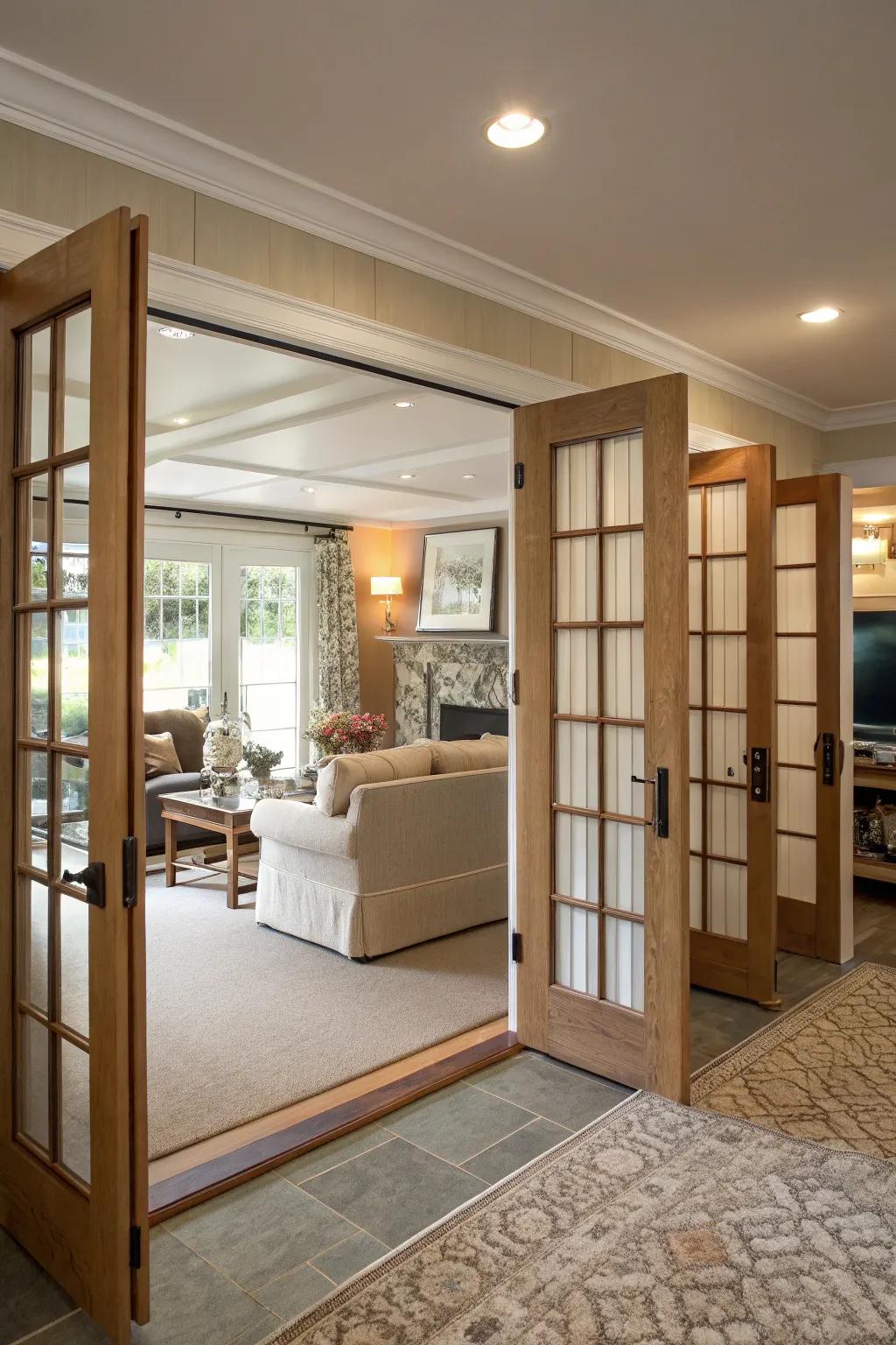 Room dividers enable adaptable space utilization.