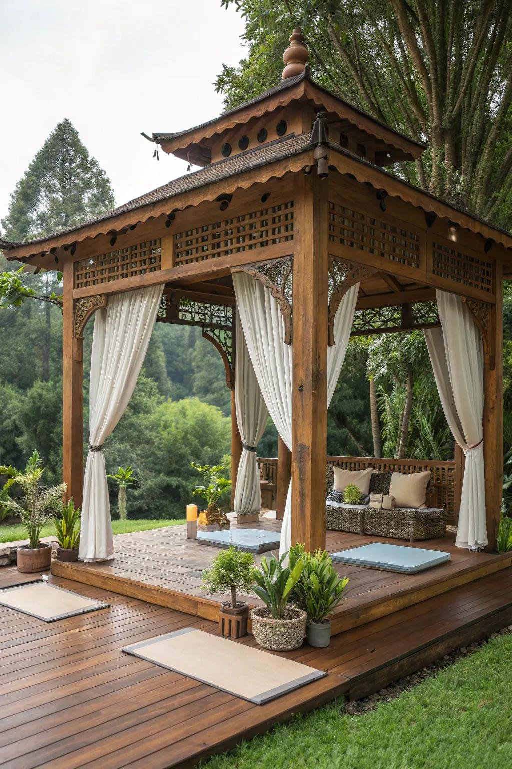 Transform your space into a serene open-air yoga studio and embrace the tranquility of nature.