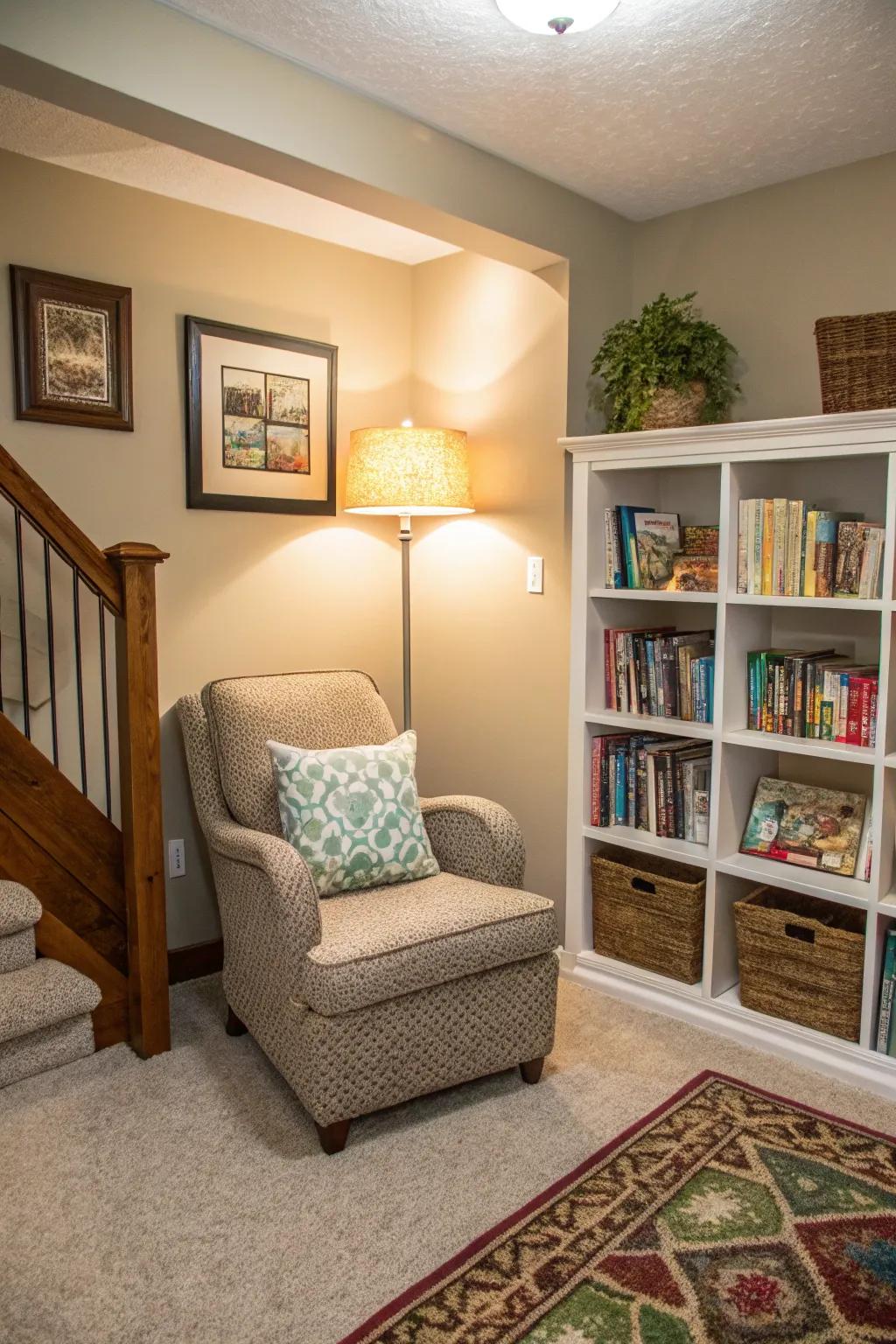 A reading corner designed for tranquility and escape.