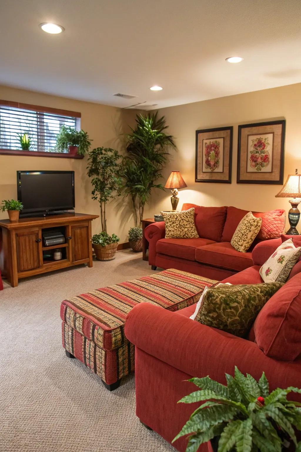 Decorative elements complement the carpet and add character.