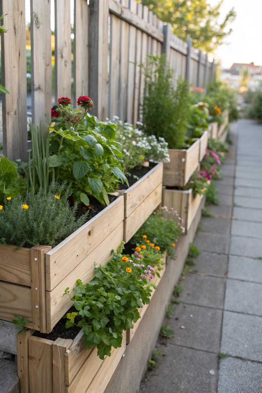 Planter boxes bring gardens up to eye level.