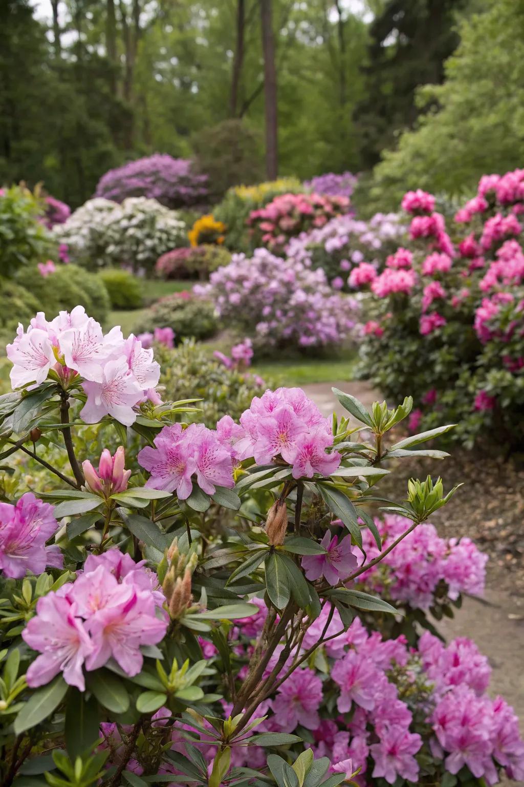 Enjoy a garden in full bloom throughout the seasons with varied flowering bushes.