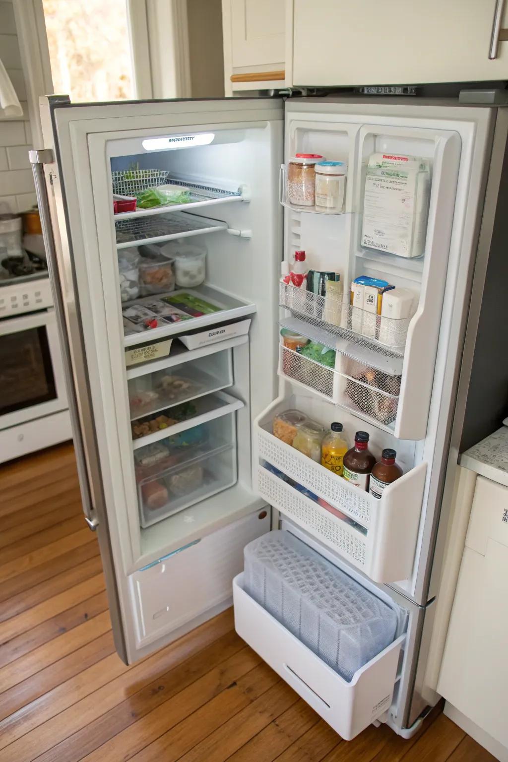 Door shelves are great for small, frequently used items.