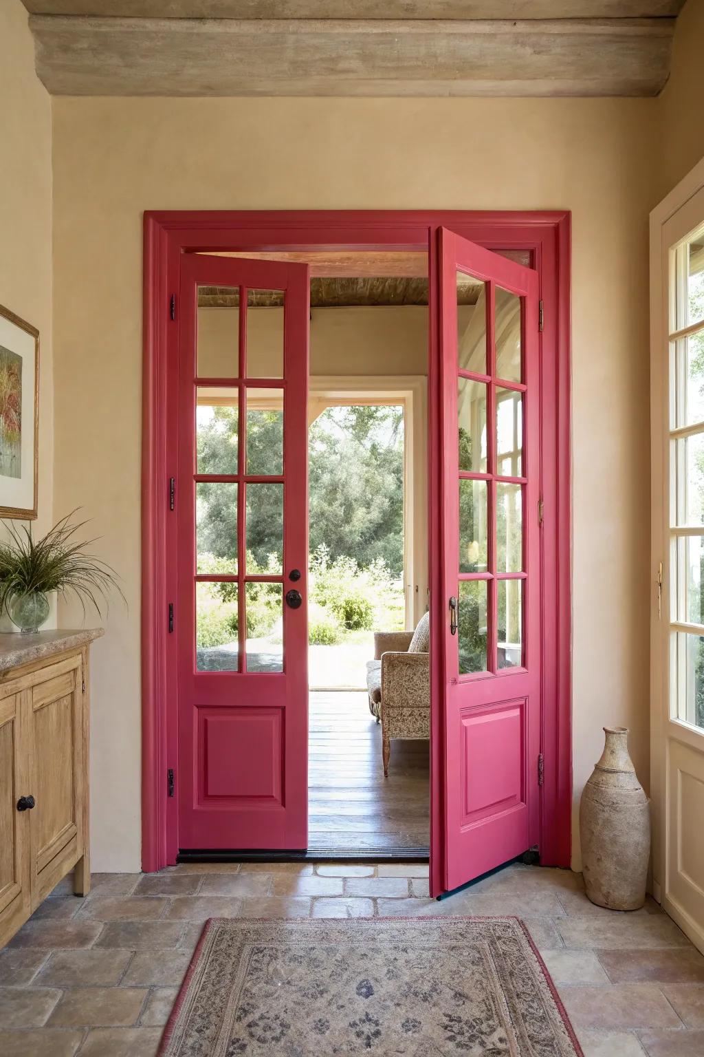 Adding a pop of color with bold French doors