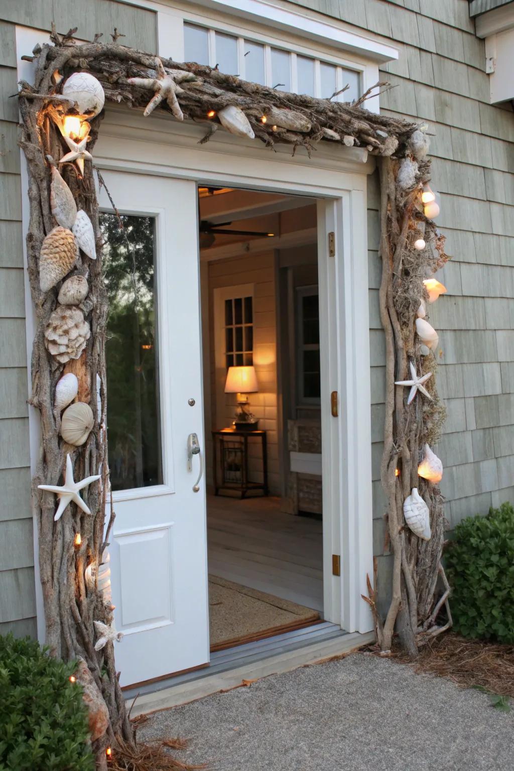 Transport the seaside to your entrance with a nautical-themed garland.