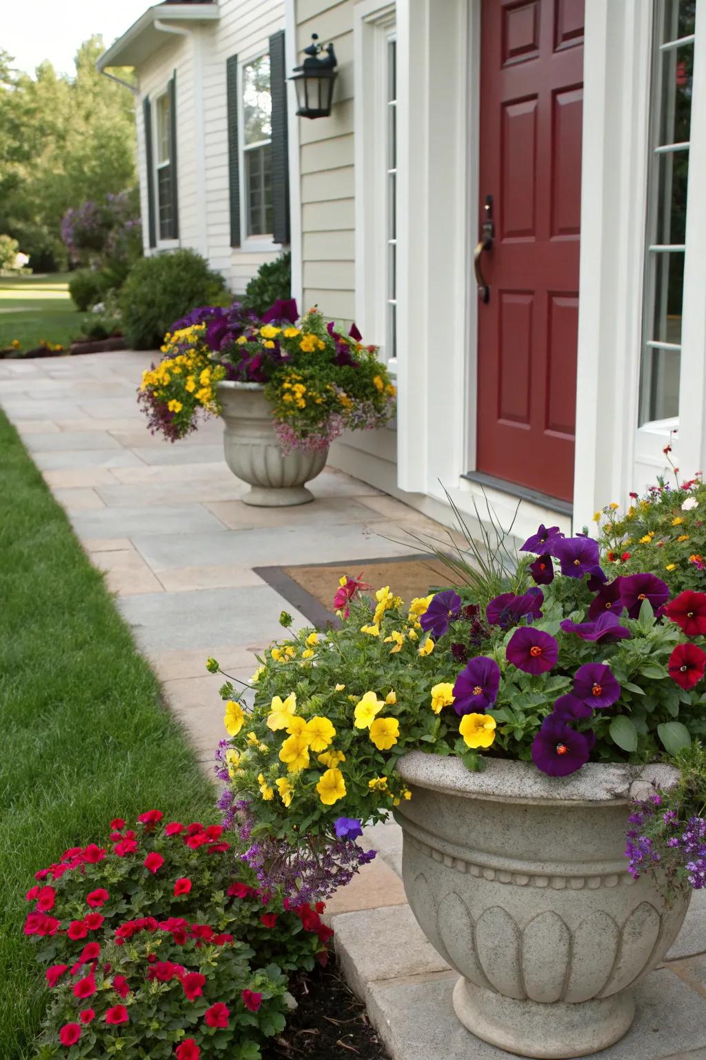 Achieve harmony by coordinating vessel and door colors.