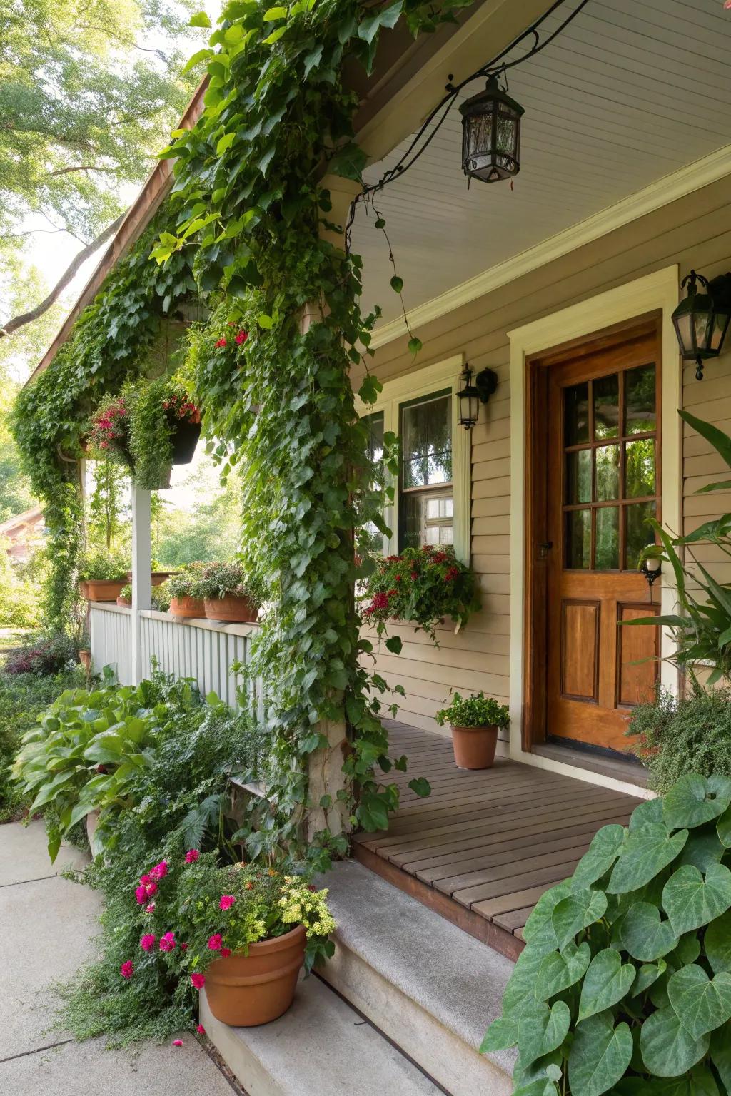 A plant-filled porch is a green oasis.